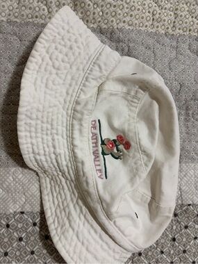 White Bucket Hat with Death Valley Embroidery